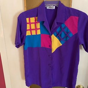 Purple Blouse w/ block design